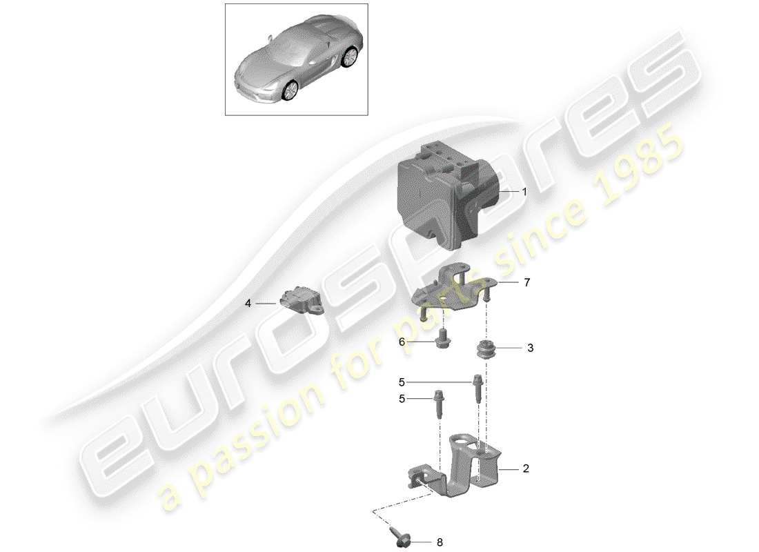 porsche boxster spyder (2016) hydraulic unit part diagram