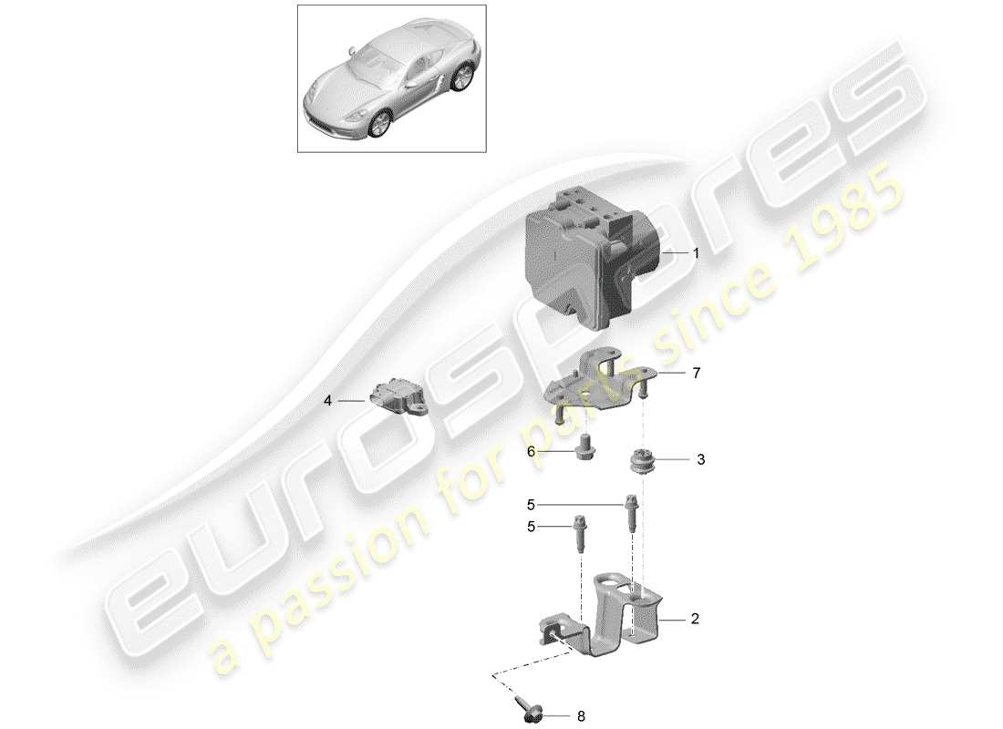 porsche 718 cayman (2017) hydraulic unit part diagram