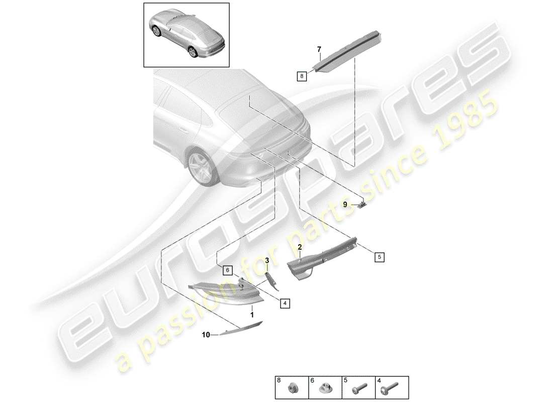 porsche panamera 971 (2017) rear light part diagram