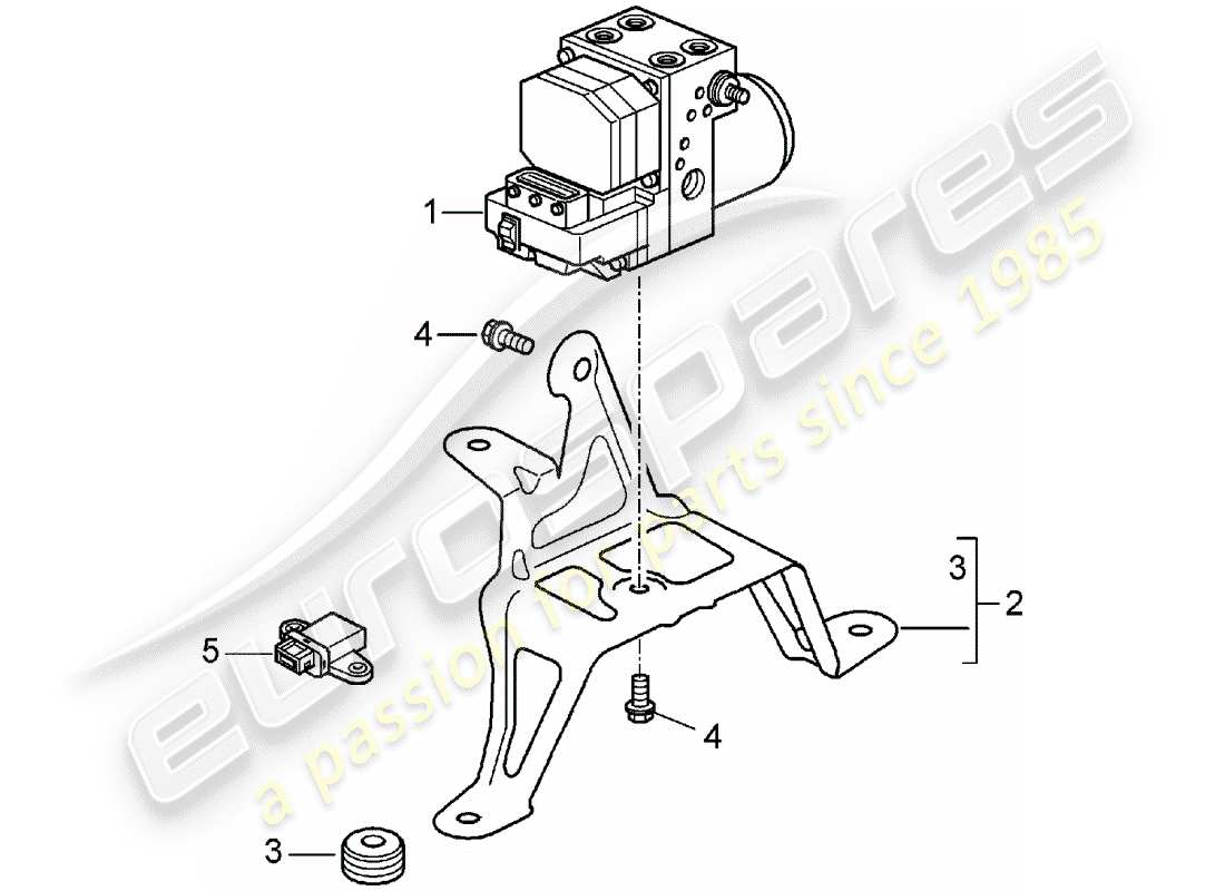 porsche 996 t/gt2 (2001) hydraulic unit - anti-locking brake syst. -abs- - control part diagram