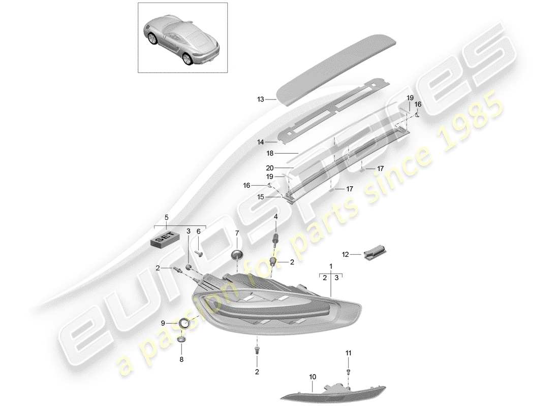 porsche 718 cayman (2017) rear light part diagram