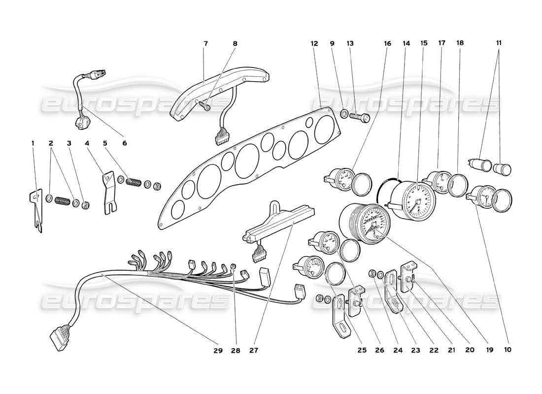 lamborghini diablo sv (1999) dashboard instruments part diagram