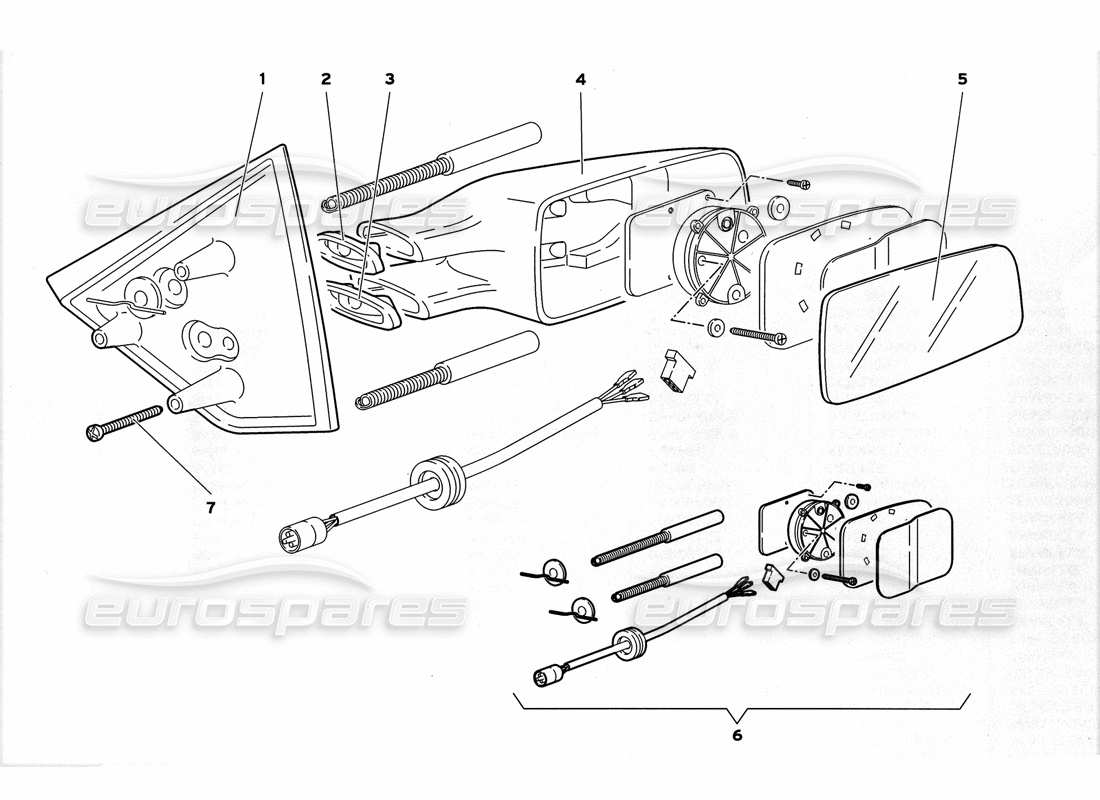 lamborghini diablo gt (1999) external rear view mirrors part diagram