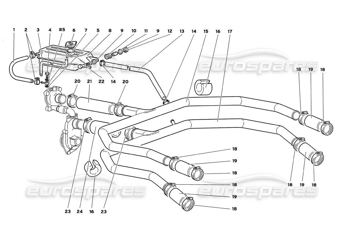 lamborghini diablo gt (1999) water cooling system part diagram