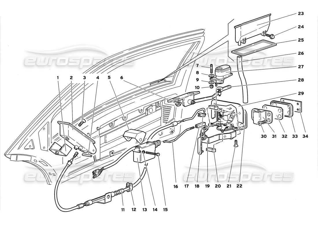 lamborghini diablo gt (1999) door mechanism part diagram