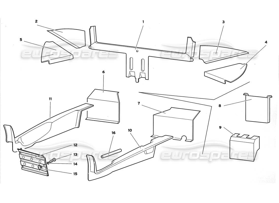 lamborghini diablo gt (1999) passenger compartment trim part diagram