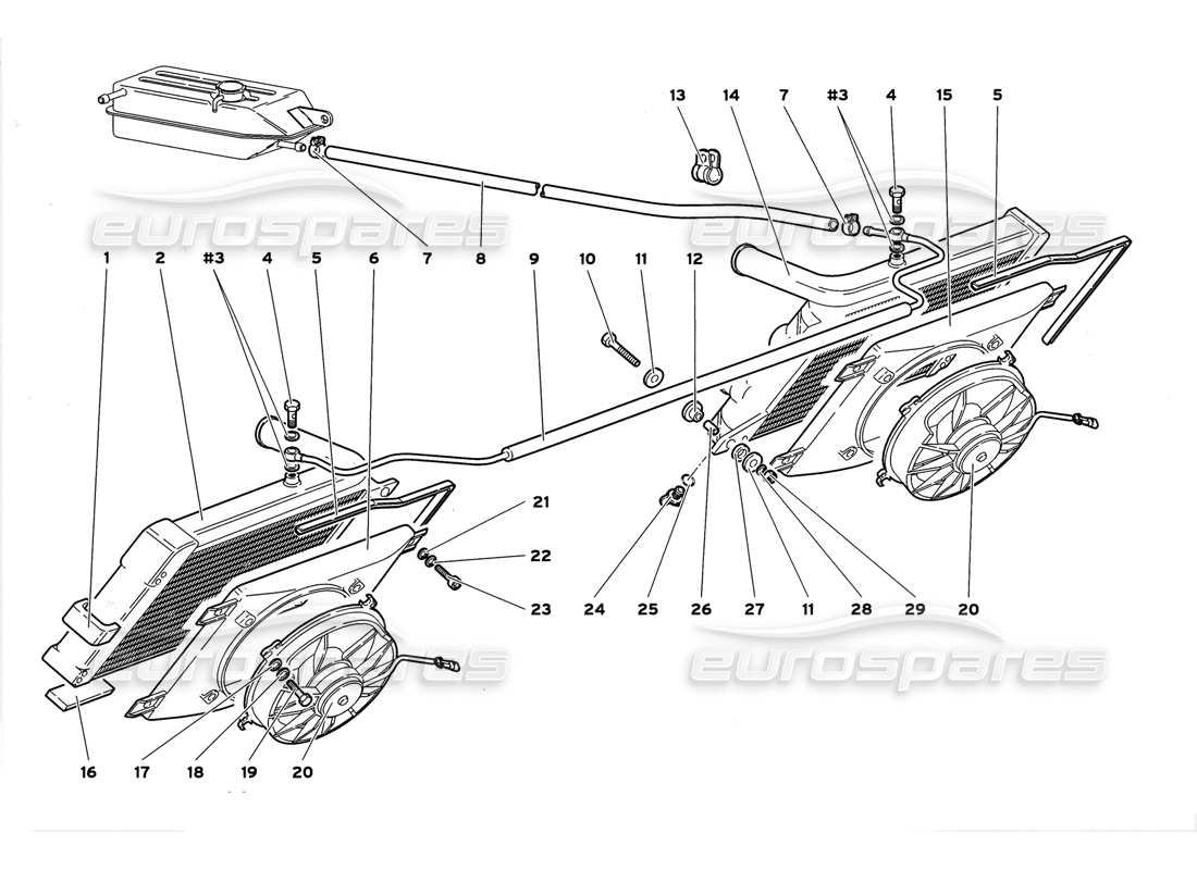 lamborghini diablo gt (1999) radiators and electro-fans part diagram