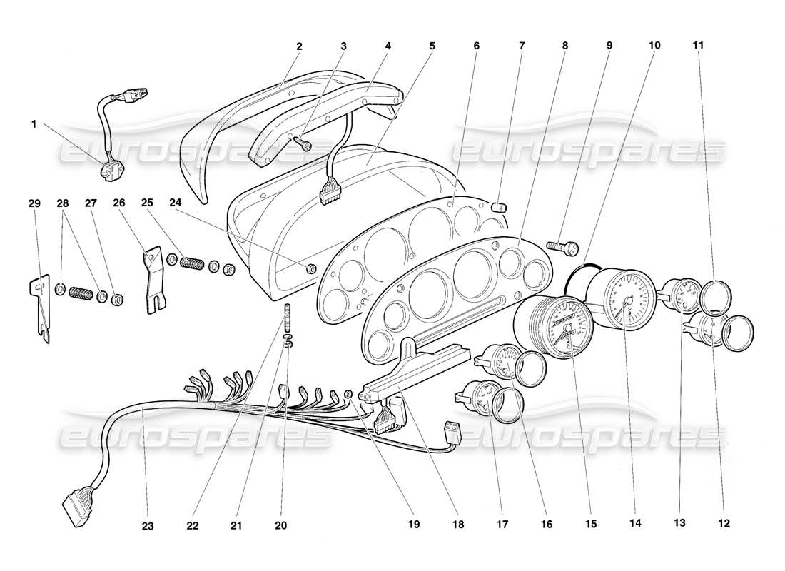 lamborghini diablo sv (1997) dashboard instruments part diagram