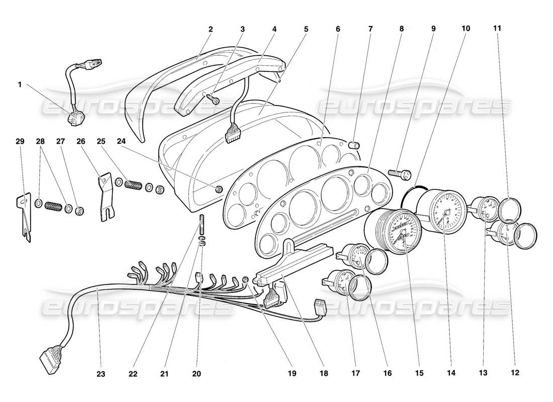 lamborghini diablo se30 (1995) dashboard instruments part diagram