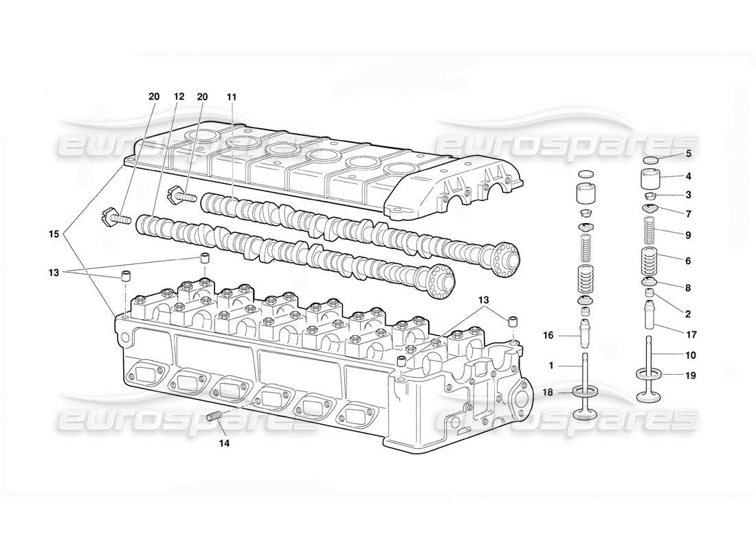 lamborghini diablo (1991) cylinder head, right part diagram