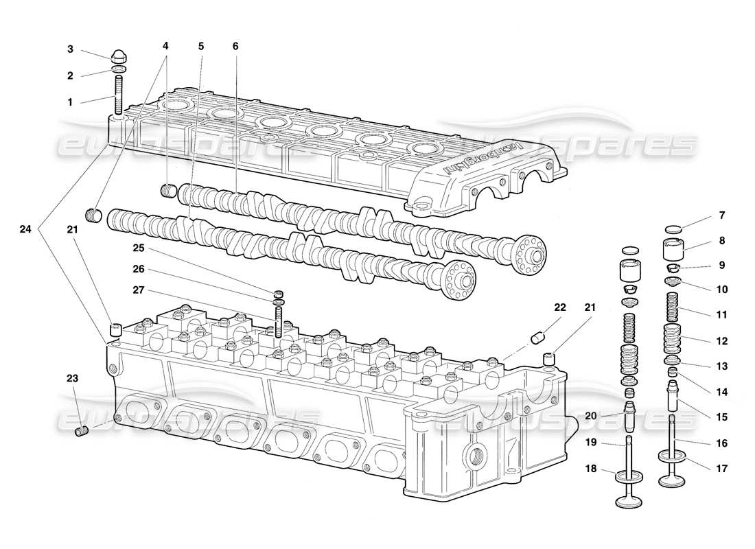 lamborghini diablo sv (1997) right cylinder head part diagram