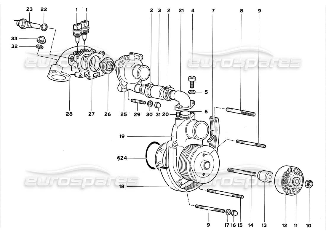 lamborghini diablo gt (1999) water pump part diagram