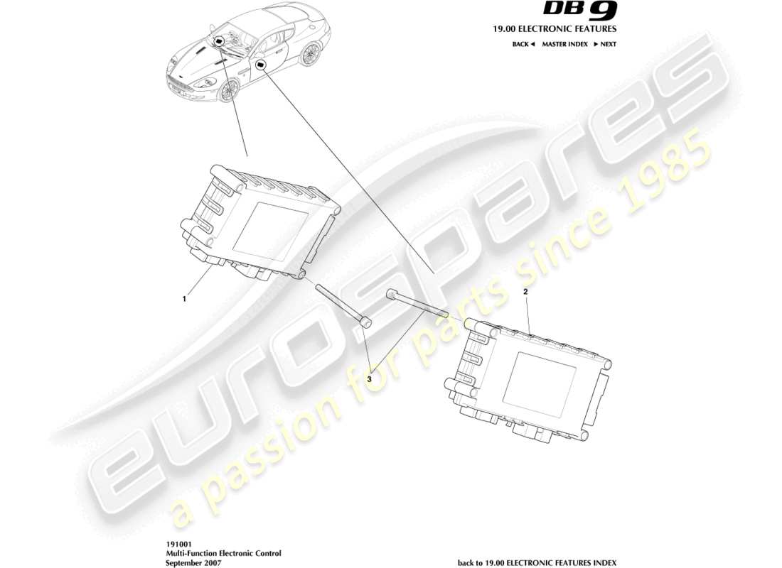 aston martin db9 (2012) multi-function control part diagram