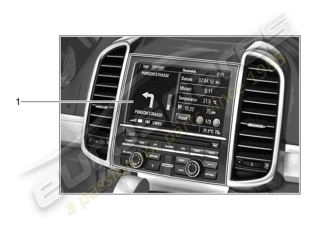 porsche tequipment cayenne (2003) navigation system part diagram