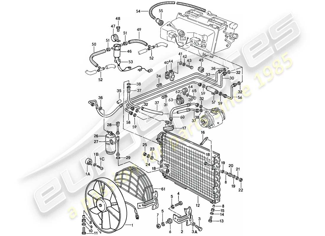 porsche 928 (1986) refrigerant circuit part diagram