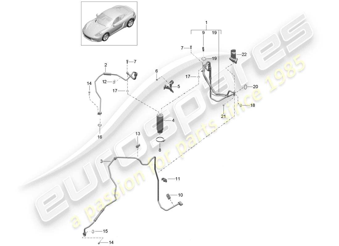 porsche 718 cayman (2019) refrigerant circuit part diagram