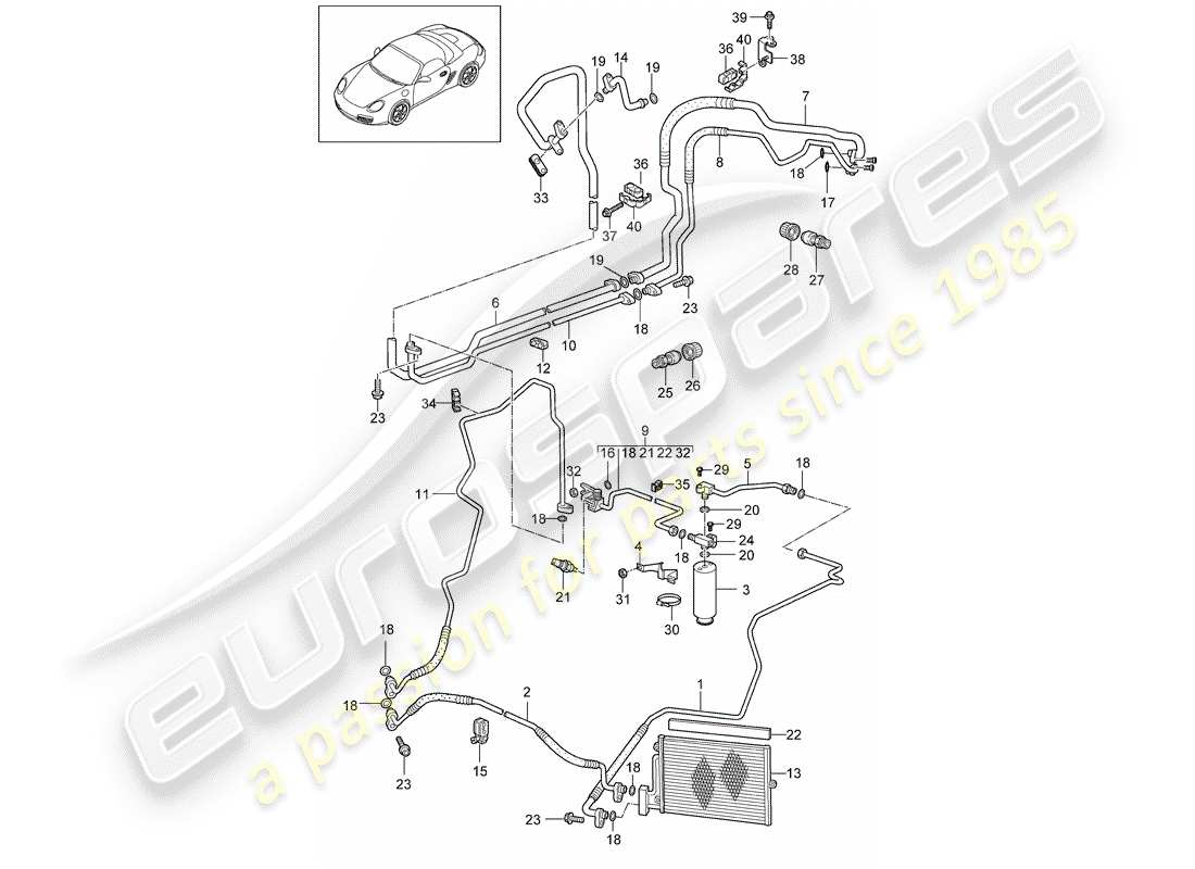 porsche boxster 987 (2010) refrigerant circuit part diagram