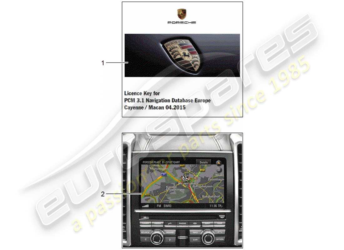 porsche tequipment cayenne (2003) navigation system part diagram