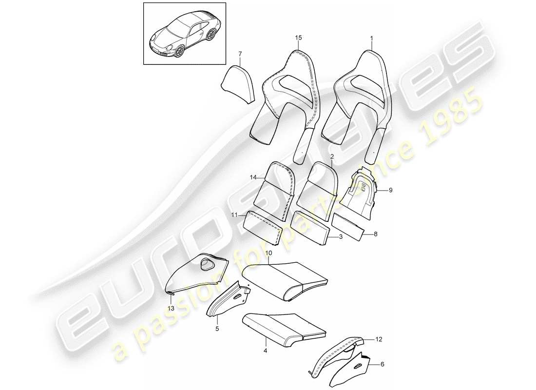 porsche 997 gen. 2 (2012) foam part part diagram