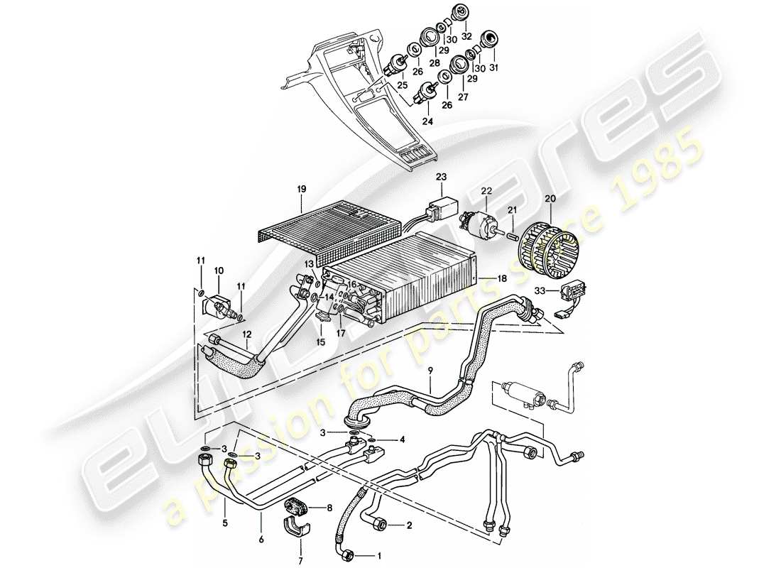 porsche 928 (1984) lines - auxiliary air conditioner - d - mj 1985>> part diagram