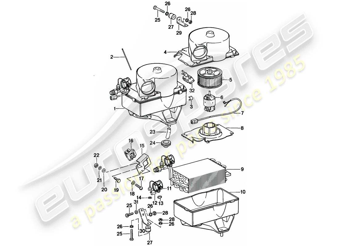 porsche 944 (1982) air conditioner part diagram