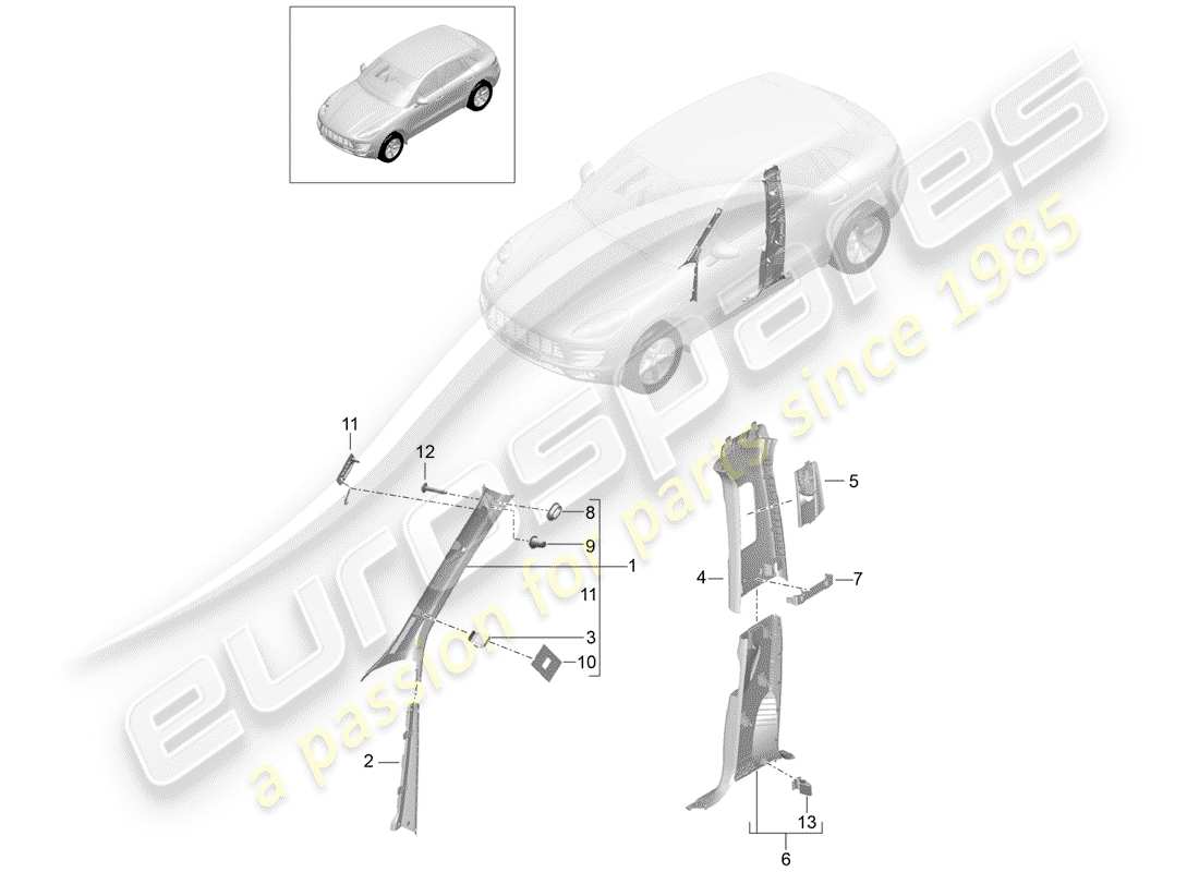 porsche macan (2014) a-pillar part diagram