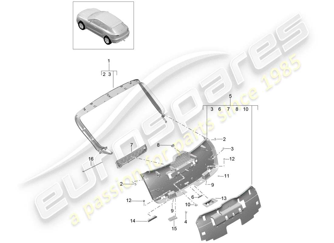 porsche macan (2015) trims part diagram