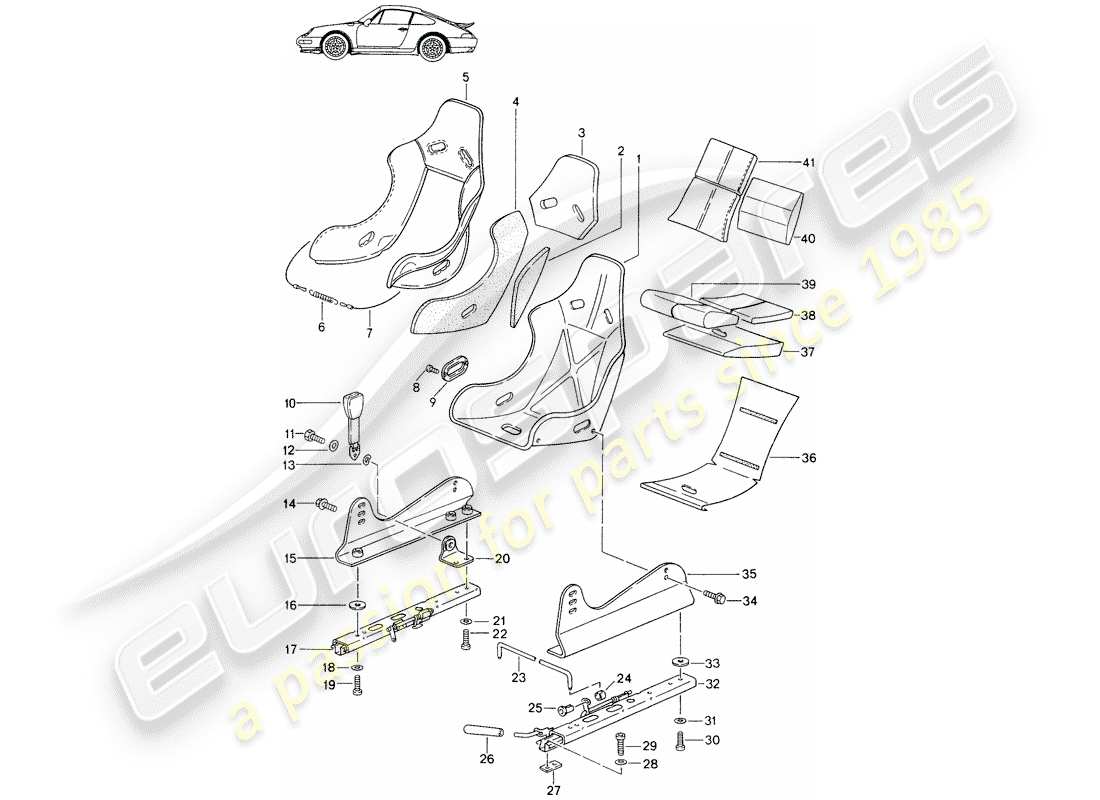 porsche seat 944/968/911/928 (1992) seat - with: - corduroy cloth - cover - d - mj 1995>> - mj 1996 part diagram