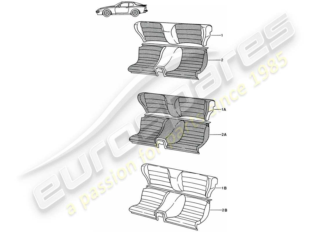 porsche seat 944/968/911/928 (1997) emergency seat - complete - d >> - mj 1988 part diagram