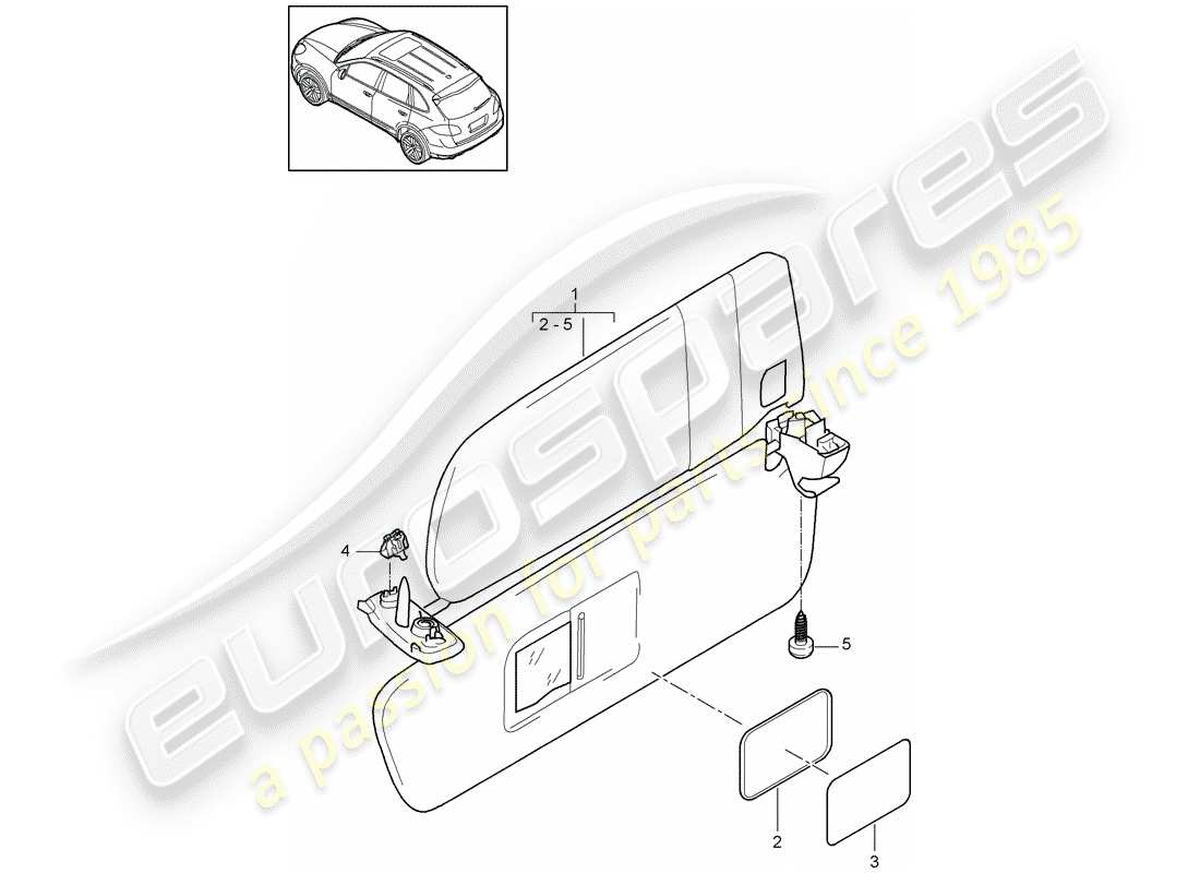 porsche cayenne e2 (2016) sun vizors part diagram