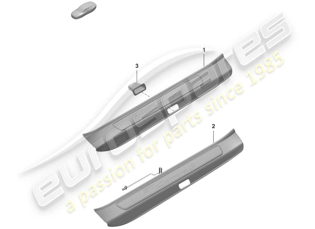 porsche 2020 scuff plate - sill panel with part diagram