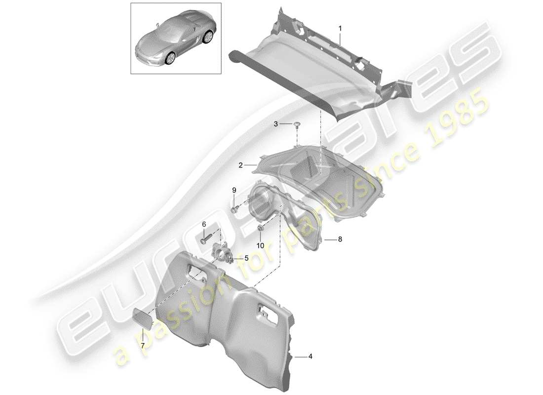 porsche boxster spyder (2016) trims part diagram