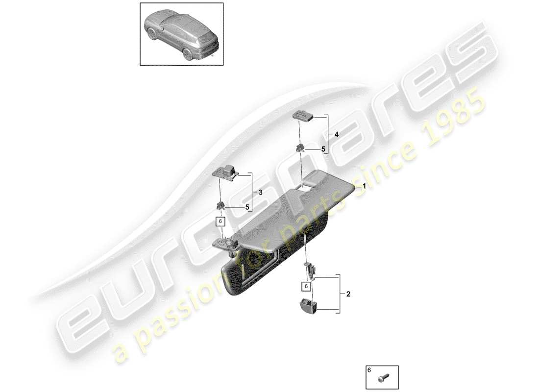 porsche cayenne e3 (2019) sun vizors part diagram