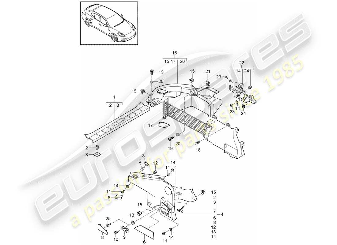 porsche panamera 970 (2010) trims part diagram