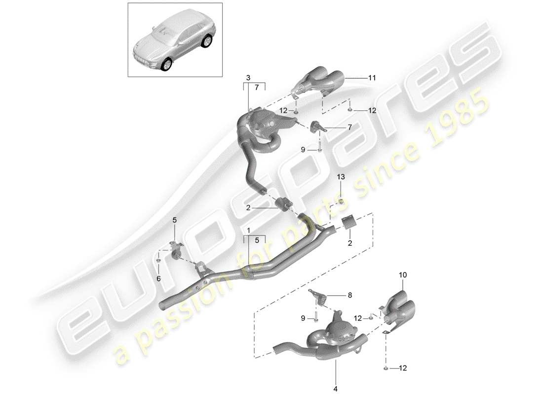 porsche macan (2016) exhaust system part diagram