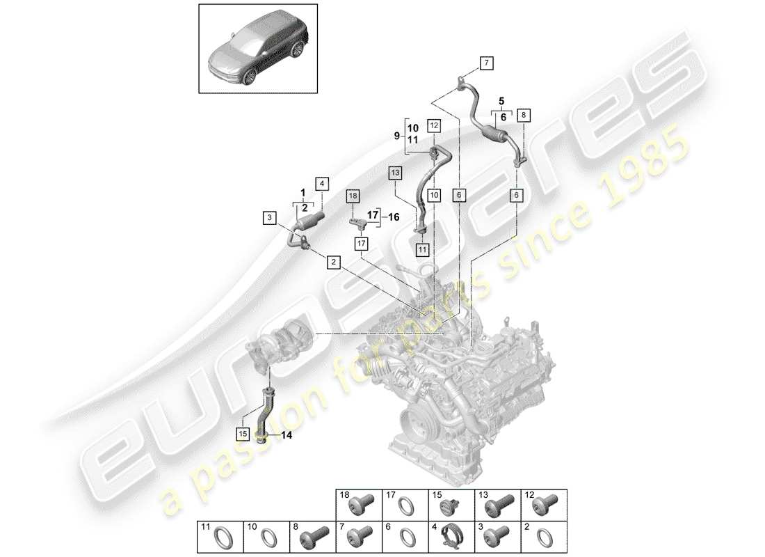 porsche cayenne e3 (2019) water cooling part diagram