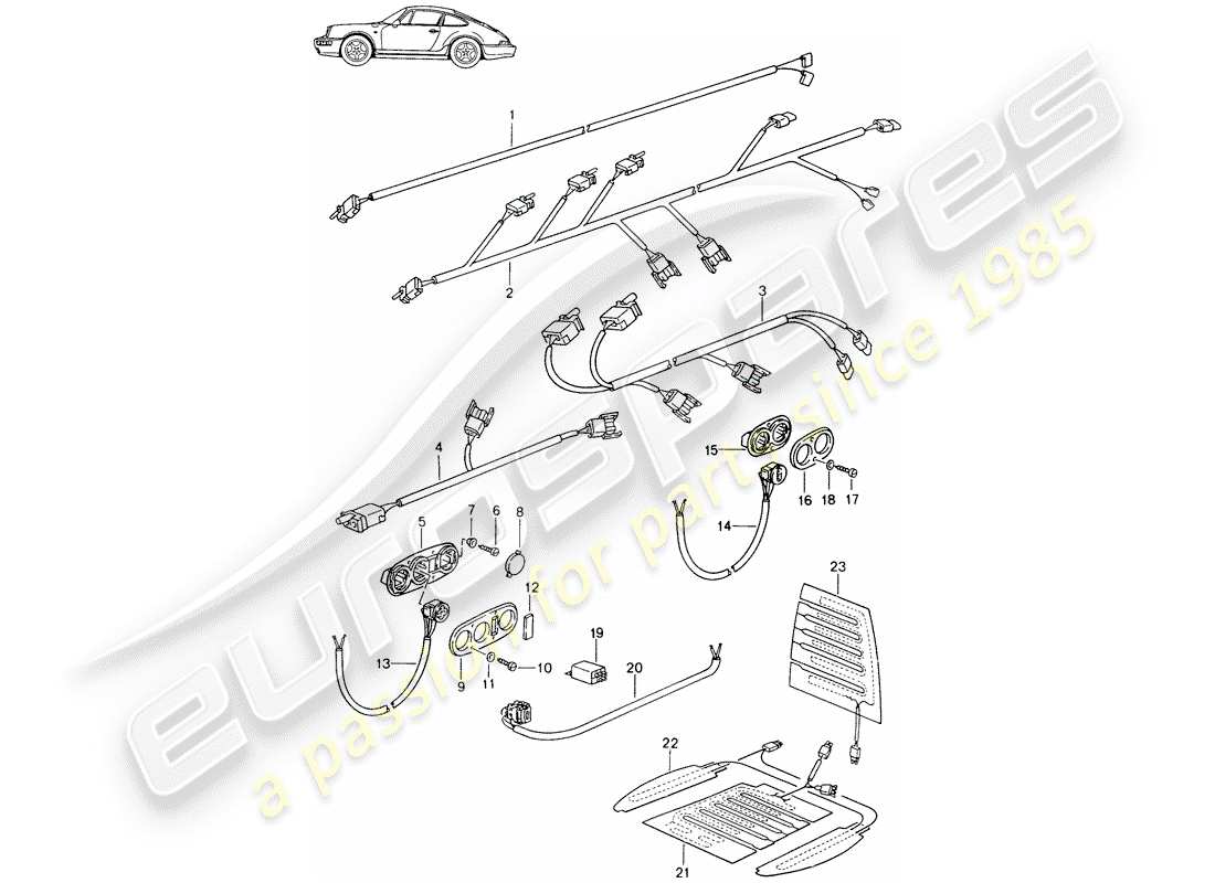 porsche seat 944/968/911/928 (1991) wiring harnesses - switch - seat heater - front seat - d - mj 1989>> - mj 1994 part diagram