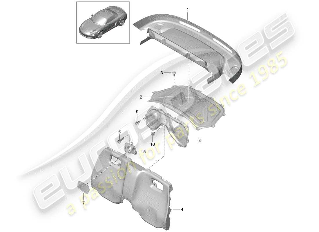 porsche boxster 981 (2014) trims part diagram