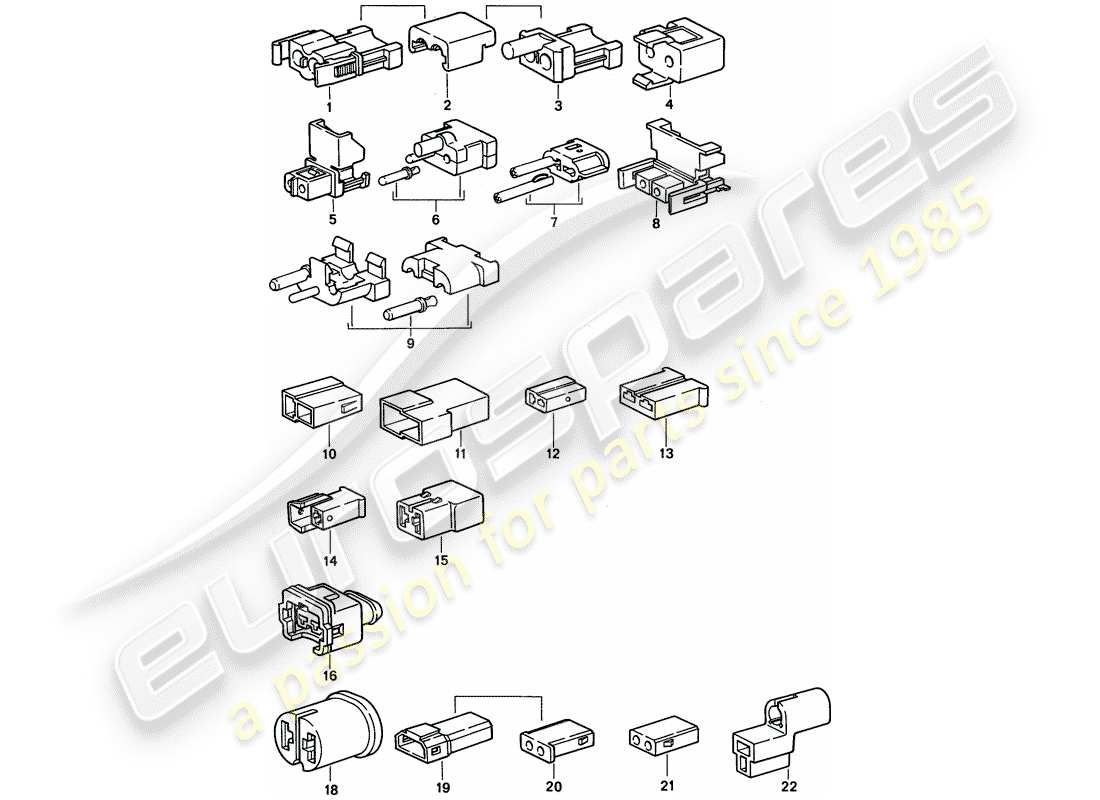 porsche 968 (1995) connector housing part diagram