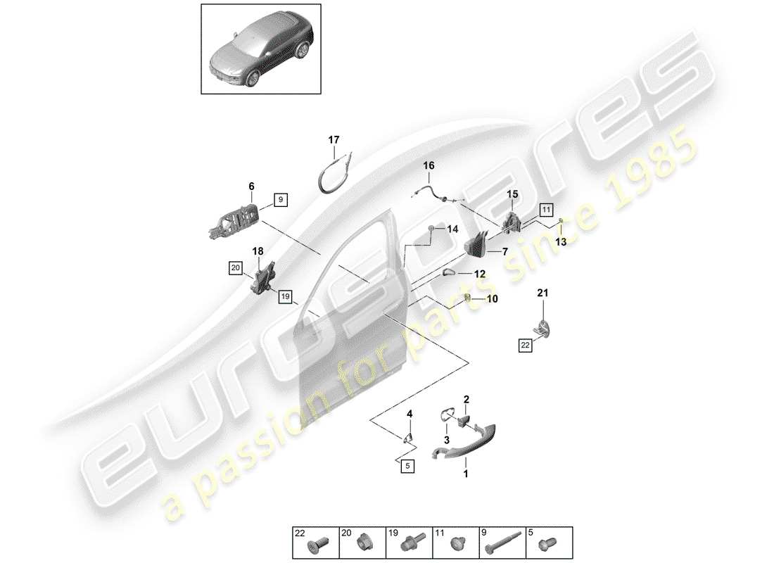 porsche cayenne e3 (2018) door handle, outer part diagram