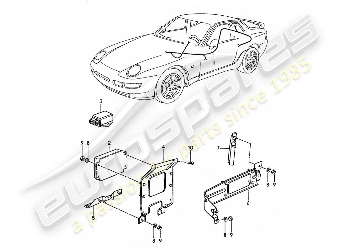 porsche 968 (1992) wiring harnesses - control units - tiptronic part diagram