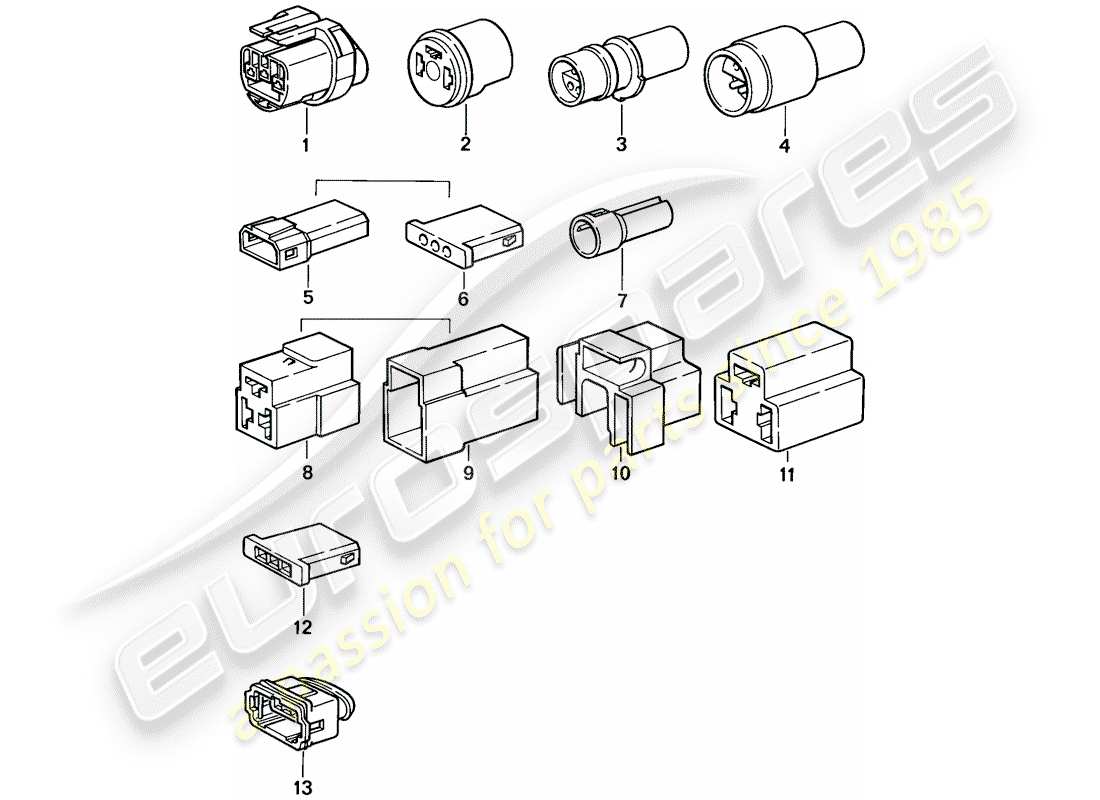 porsche 924s (1987) connector housing - 3-pole part diagram