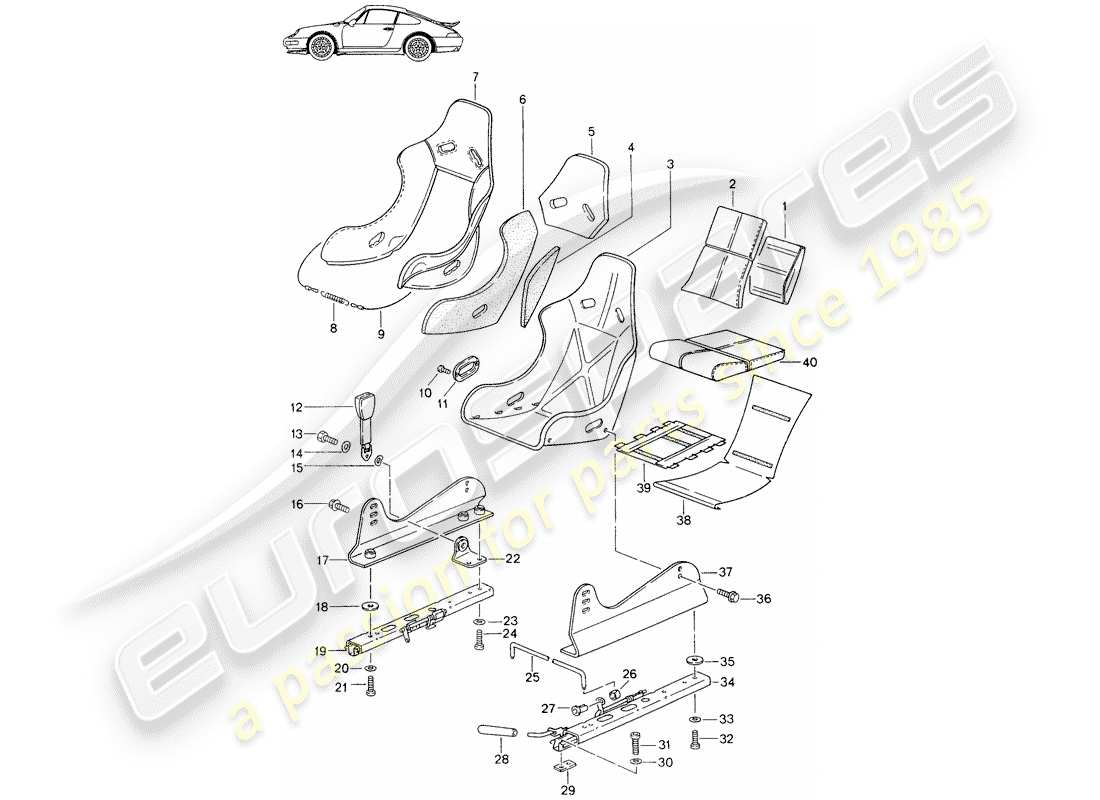 porsche seat 944/968/911/928 (1996) seat - with: - whole-leather - cover - d - mj 1995>> - mj 1996 part diagram