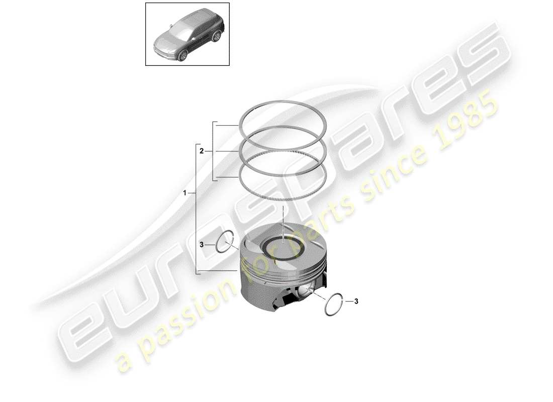 porsche cayenne e3 (2018) piston complete part diagram