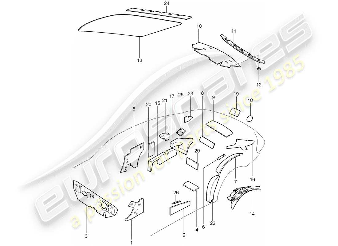 porsche 997 (2008) body shell part diagram