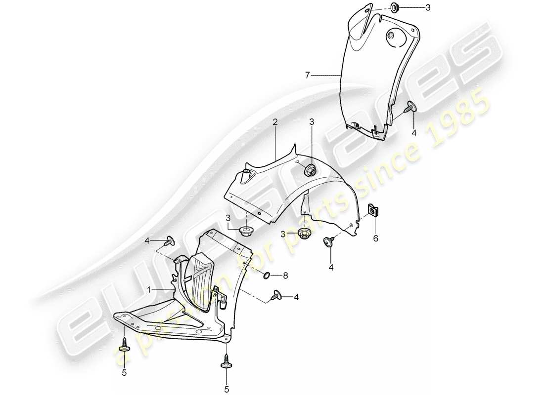 porsche 997 (2008) trims part diagram