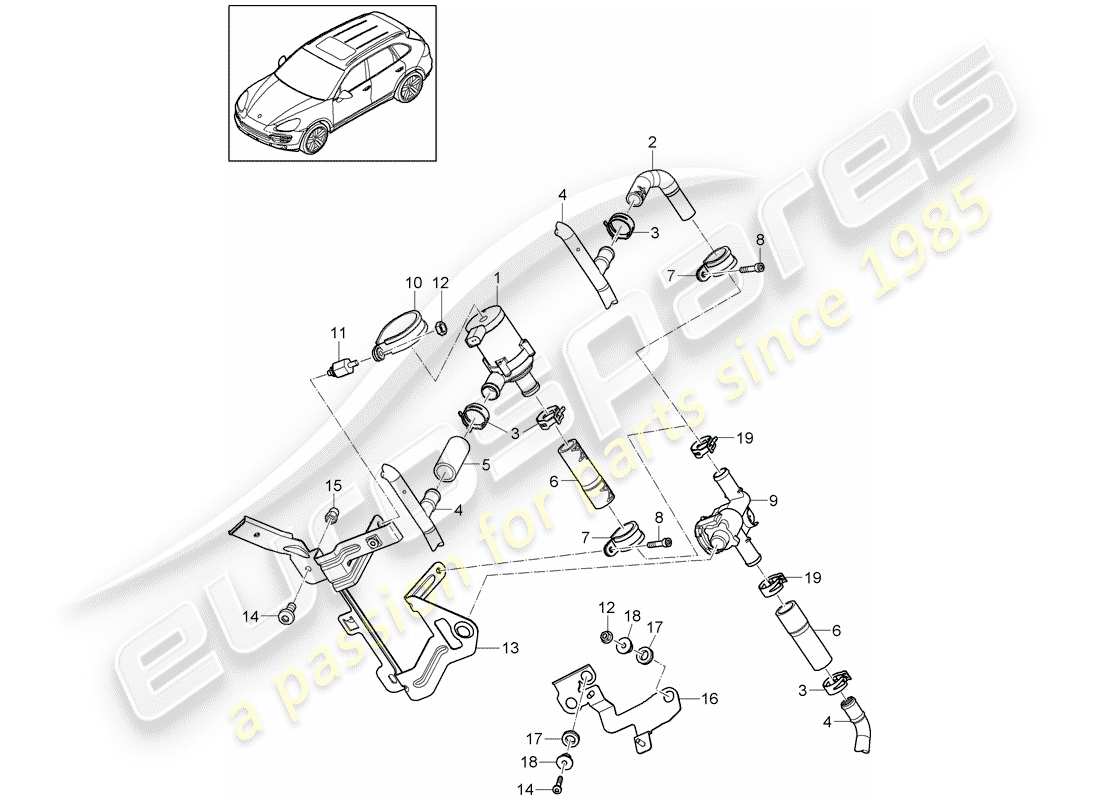 porsche cayenne e2 (2014) heater part diagram