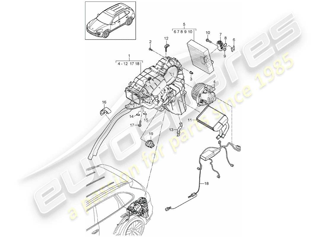 porsche cayenne e2 (2014) air conditioner part diagram