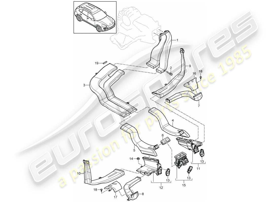 porsche cayenne e2 (2011) air distributor part diagram