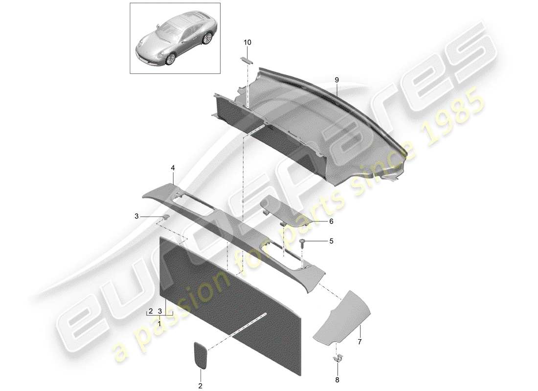 porsche 991 gen. 2 (2020) lining part diagram